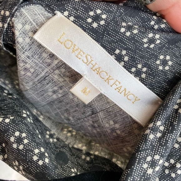 LoveShackFancy Black Cream Floral Button Mock Neck Blouse Size Medium - Picture 7 of 9